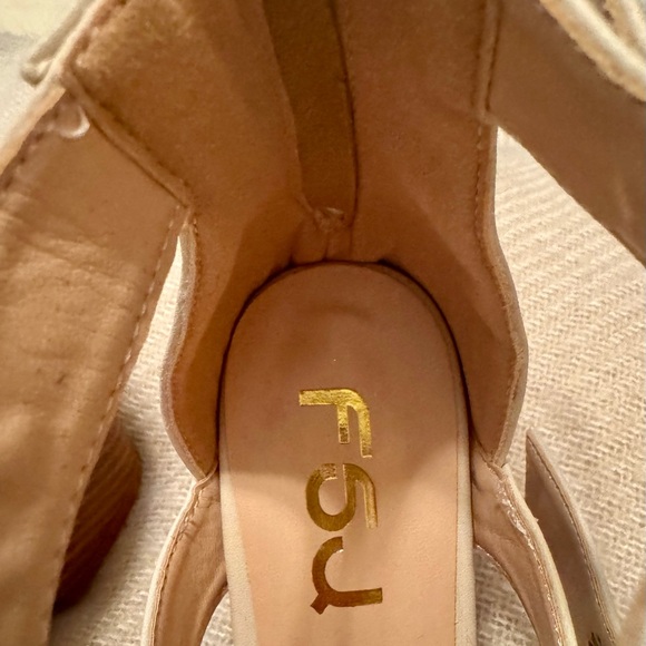 FSJ Beige Buckle Strap Heels - Picture 10 of 12